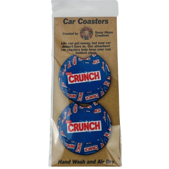 Car Coasters Crunch Nestle Chocolate Candy Bar Snack Set of 2 Neoprene B - Picture 1 of 8